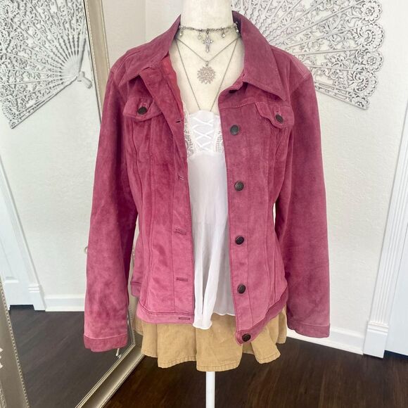 For Joseph Vintage Pink Purple 100% Suede Leather Blazer Jacket M - Picture 2 of 5